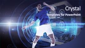  Presentation with futuristic - Presentation theme having football player against futuristic spiral background and a  colored foreground