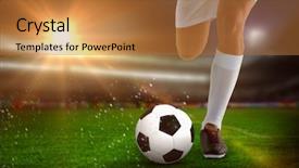  Presentation with football stadium - Theme having football player against soccer stadium background and a red colored foreground