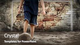  Presentation with goal ball - Audience pleasing theme consisting of football player and grunge ball backdrop and a tawny brown colored foreground