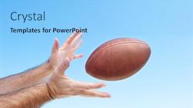  Presentation with football - Presentation theme featuring football-player-catches-a-spiral background and a light blue colored foreground