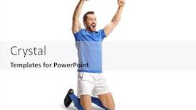  Presentation with win - Slide set featuring football-player-gesturing-win background and a light gray colored foreground