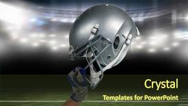  Presentation with american football and helmet on field - Theme enhanced with football player handing his helmet background and a tawny brown colored foreground