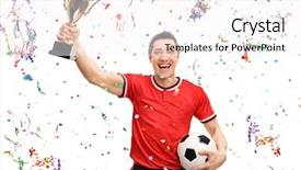  Presentation with gold trophy - Presentation theme having football player holding a gold background and a pink colored foreground