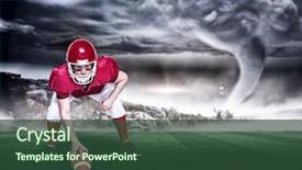  Presentation with tornado - PPT layouts having football player in attack stance background and a tawny brown colored foreground
