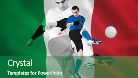  Presentation with football blue - Cool new PPT theme with kicking against digitally generated italian backdrop and a forest green colored foreground