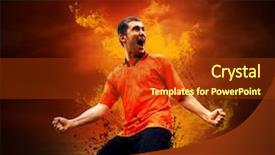  Presentation with football field - PPT theme consisting of football player in fires flame background and a tawny brown colored foreground