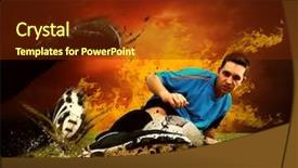  Presentation with blue flame fire - Cool new presentation with football player in fires flame backdrop and a tawny brown colored foreground