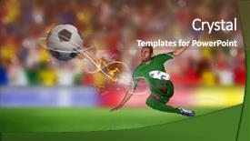  Presentation with crowd - Amazing presentation having football player in green kicking against blurry football pitch with crowd backdrop and a tawny brown colored foreground