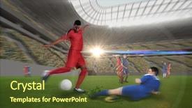  Presentation with football play diagram - PPT theme featuring football player in red kicking background and a  colored foreground