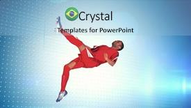  Presentation with technical - Cool new presentation design with football player in red kicking against technical screen with pixels backdrop and a light blue colored foreground