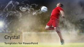  Presentation with football play diagram - PPT layouts featuring football player in red shirt background and a coral colored foreground