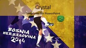  Presentation with bosnia - Beautiful theme featuring football player in white kicking against bosnia flag in grunge effect backdrop and a gold colored foreground