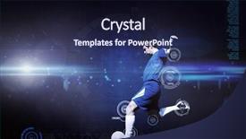  Presentation with football blue - Audience pleasing PPT layouts consisting of football player kicking ball against blue dots on black background backdrop and a wine colored foreground