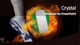 Presentation with football - Audience pleasing slides consisting of football player kicking flaming nigeria backdrop and a wine colored foreground