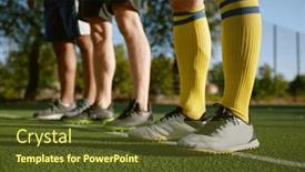  Presentation with football field - Presentation theme enhanced with football-player-legs-standing and a tawny brown colored foreground