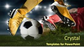  Presentation with football - Beautiful PPT layouts featuring football-player-man-in-action backdrop and a tawny brown colored foreground