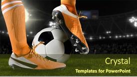  Presentation with football - Presentation design enhanced with football-player-man-in-action background and a tawny brown colored foreground