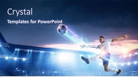  Presentation with football plays - Slides having football player plays his best soccer match background and a ocean colored foreground