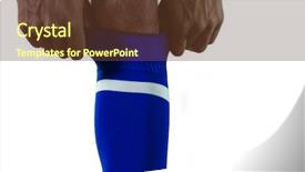  Presentation with football play diagram - Cool new PPT theme with football player pulling his socks backdrop and a tawny brown colored foreground