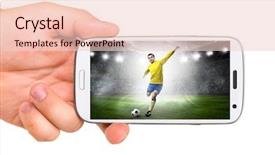  Presentation with soccer - Slides having football player shooting a ball background and a lemonade colored foreground