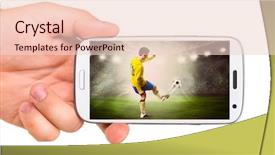  Presentation with soccer - Colorful slide deck enhanced with football player shooting a ball backdrop and a lemonade colored foreground