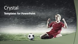  Presentation with joy - Slide set with football player standing on knees and screaming with joy background and a dark gray colored foreground