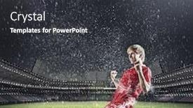  Presentation with joy - Beautiful theme featuring football player standing on knees and screaming with joy backdrop and a dark gray colored foreground