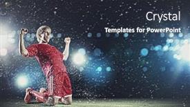  Presentation with joy - Presentation featuring football player standing on knees and screaming with joy background and a wine colored foreground