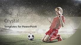  Presentation with joy - Presentation featuring football player standing on knees and screaming with joy background and a light gray colored foreground