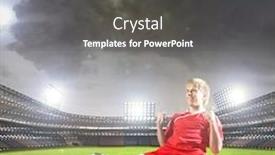  Presentation with joy - Slides enhanced with football player standing on knees and screaming with joy background and a dark gray colored foreground