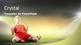  Presentation with joy - Colorful PPT theme enhanced with football player standing on knees and screaming with joy backdrop and a dark gray colored foreground