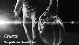  Presentation with american football and helmet on field - Presentation theme consisting of football player standing with helmet background and a  colored foreground