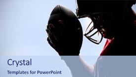  Presentation with football blue - Theme consisting of football player standing with rugby background and a light blue colored foreground