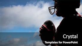  Presentation with american football - Beautiful PPT theme featuring football player standing with rugby backdrop and a black colored foreground