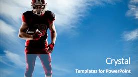  Presentation with football blue - Theme featuring football player standing with rugby background and a teal colored foreground