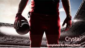  Presentation with american football - Beautiful slides featuring football player standing with rugby backdrop and a wine colored foreground