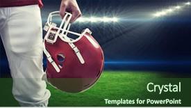  Presentation with american football - Cool new slides with football player taking his helmet backdrop and a forest green colored foreground
