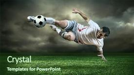  Presentation with rain - Colorful presentation theme enhanced with football player with ball backdrop and a tawny brown colored foreground