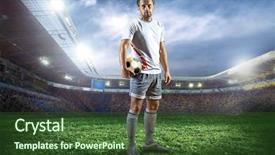  Presentation with football field - Slide set featuring football player with ball background and a tawny brown colored foreground