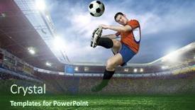  Presentation with football field - Presentation design consisting of football-player-with-ball background and a tawny brown colored foreground