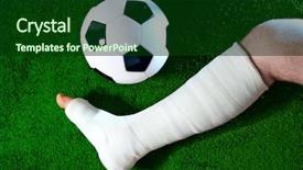  Presentation with broken leg - PPT theme having football player with broken leg background and a forest green colored foreground