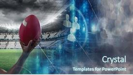  Presentation with grunge american football field - PPT layouts with football player with stadium transition background and a  colored foreground