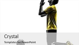  Presentation with multi sports soccer football basketball - Theme featuring football player young man pray background and a light gray colored foreground