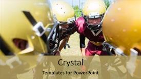  Presentation with american football - Audience pleasing presentation design consisting of football players at strategy huddle backdrop and a yellow colored foreground