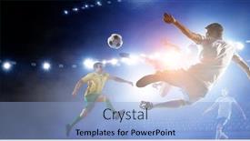  Presentation with shooting - Cool new slide deck with football-players-shooting-at-goal backdrop and a light blue colored foreground