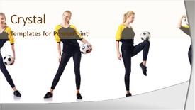  Presentation with football plays - Presentation theme enhanced with football plays - woman football player on white background and a cream colored foreground