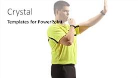  Presentation with football referee - Theme having football-referee-blowing-a-whistle background and a white colored foreground