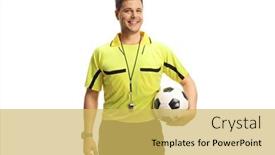  Presentation with football referee - PPT layouts featuring football-referee-holding-a-ball background and a yellow colored foreground