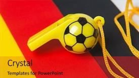  Presentation with football germany - Cool new theme with football shape whistle on germany flag background backdrop and a crimson colored foreground