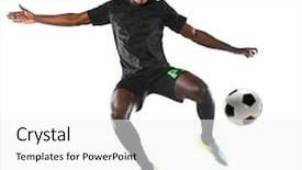  Presentation with soccer - Beautiful PPT layouts featuring football shoes - african american soccer player playing backdrop and a white colored foreground